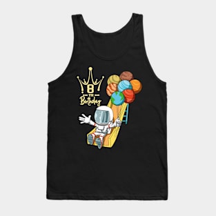 8th Birthday Astronaut Space Slide Planets Balloons Tank Top